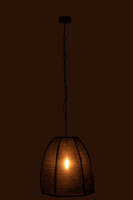 Ceiling Lamp Pear Linen/Iron Black Small-Hanglampen-J-Line