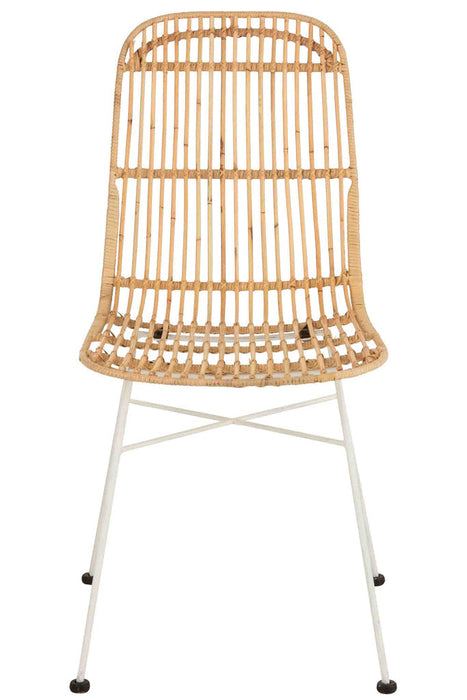 Chair Ema Rattan/Metal Natural/White-Eetkamerstoelen-J-Line