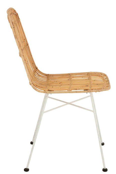 Chair Ema Rattan/Metal Natural/White-Eetkamerstoelen-J-Line