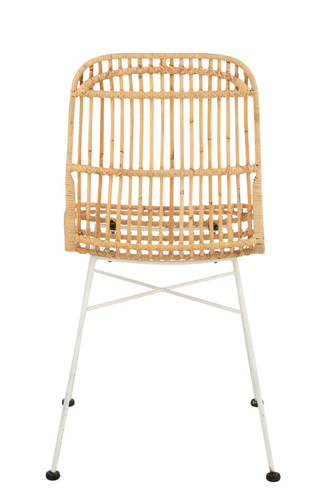 Chair Ema Rattan/Metal Natural/White-Eetkamerstoelen-J-Line