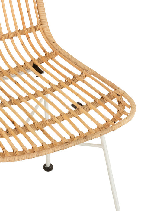 Chair Ema Rattan/Metal Natural/White-Eetkamerstoelen-J-Line