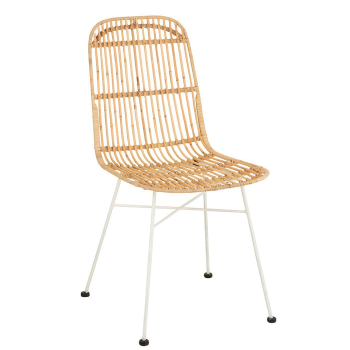 Chair Ema Rattan/Metal Natural/White-Eetkamerstoelen-J-Line