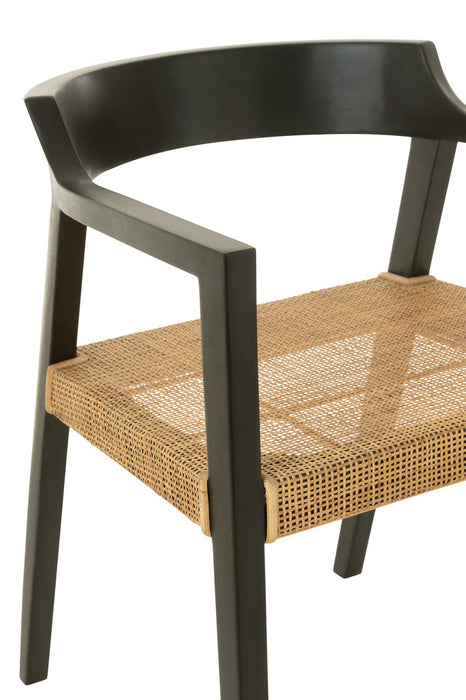 Chair Emma Teak Black/Brown-Eetkamerstoelen-J-Line