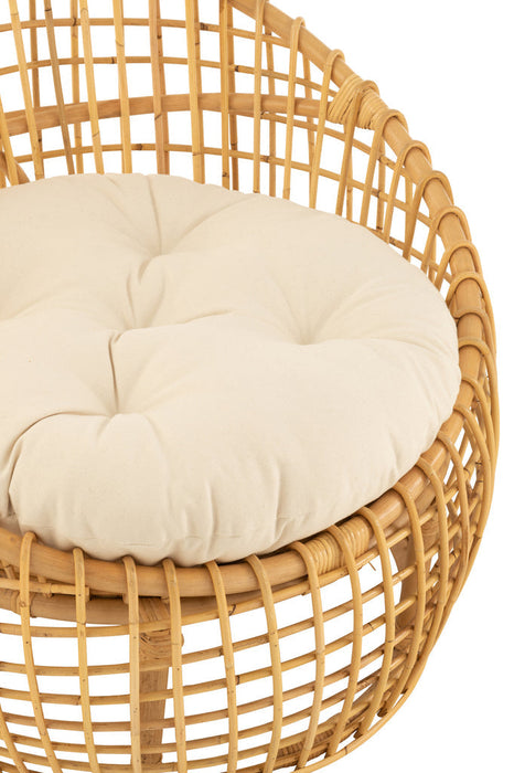 Chair Lise+Cushion 1 Person Rattan/Textile Natural/White-Fauteuils-J-Line