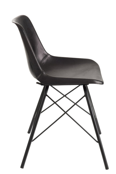 Chair Loft Leather/Metal Black-Eetkamerstoelen-J-Line