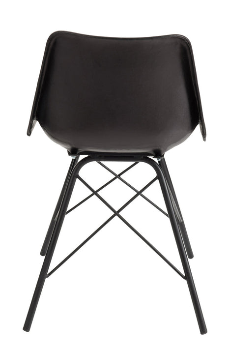 Chair Loft Leather/Metal Black-Eetkamerstoelen-J-Line