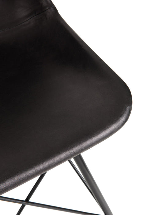 Chair Loft Leather/Metal Black-Eetkamerstoelen-J-Line