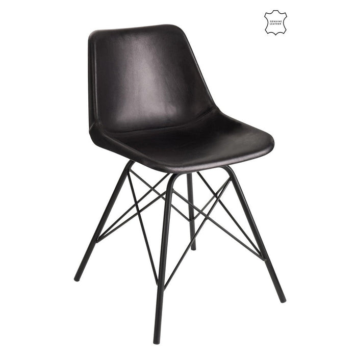 Chair Loft Leather/Metal Black-Eetkamerstoelen-J-Line