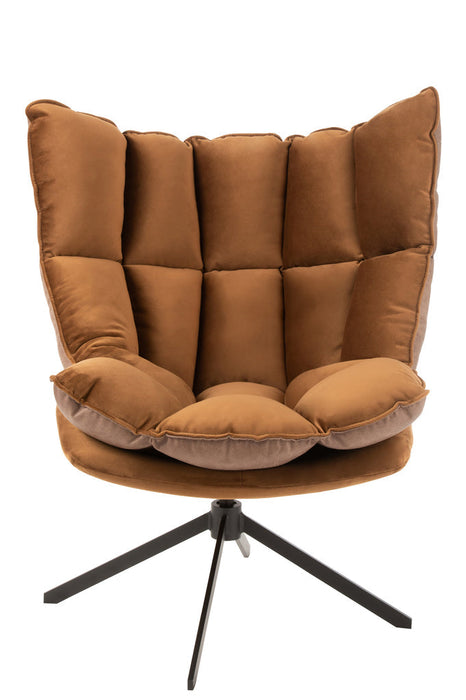 Chair Relax Cushion On Frame Textile/Metal Brown-Fauteuils-J-Line