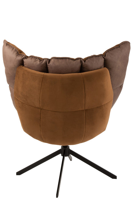 Chair Relax Cushion On Frame Textile/Metal Brown-Fauteuils-J-Line