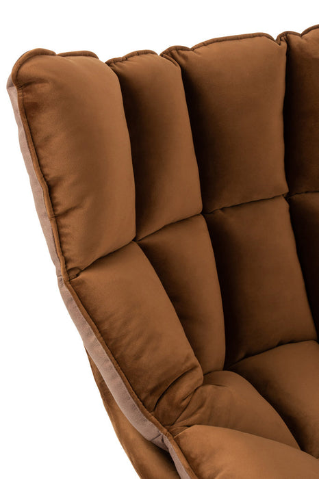 Chair Relax Cushion On Frame Textile/Metal Brown-Fauteuils-J-Line