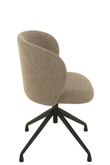 Chair Turn/Up/Down Linen Dark Brown/Beige-Eetkamerstoelen-J-Line