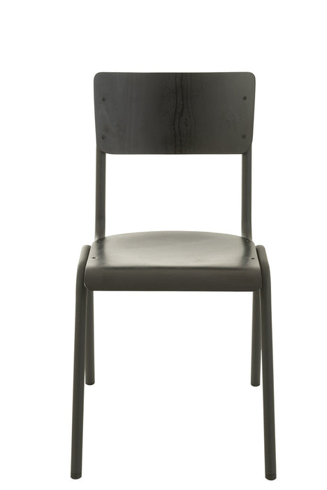 Chair Wood/Metal Black-Eetkamerstoelen-J-Line