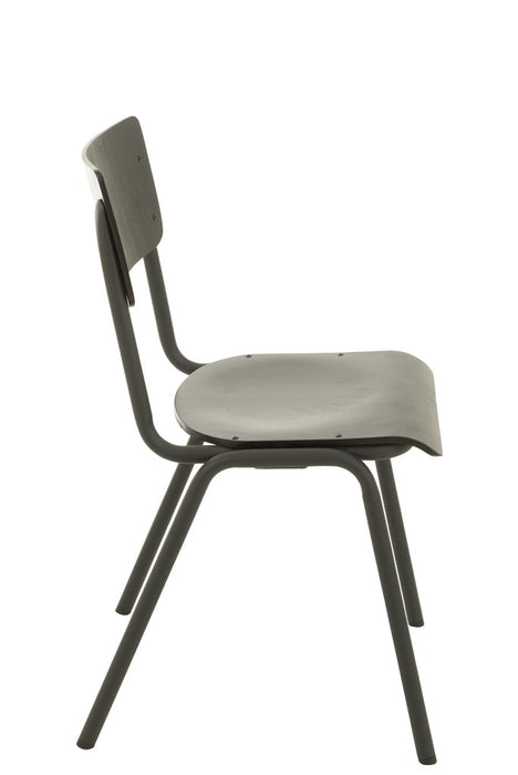 Chair Wood/Metal Black-Eetkamerstoelen-J-Line