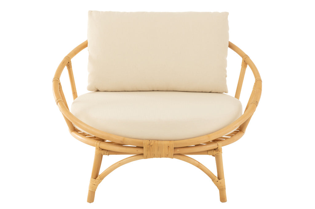 Chair+Cushion Rattan/Textile Natural/White-Fauteuils-J-Line