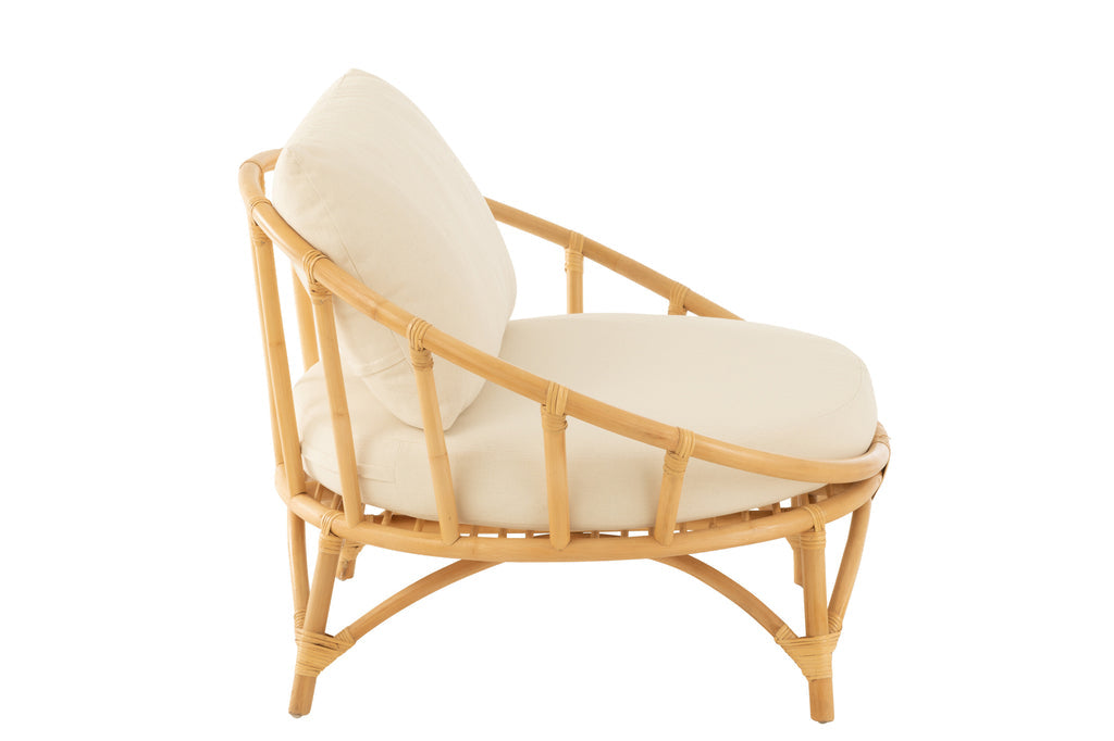 Chair+Cushion Rattan/Textile Natural/White-Fauteuils-J-Line