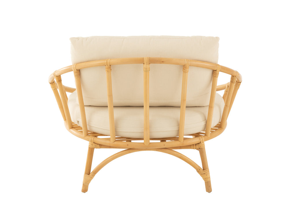 Chair+Cushion Rattan/Textile Natural/White-Fauteuils-J-Line