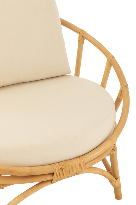 Chair+Cushion Rattan/Textile Natural/White-Fauteuils-J-Line