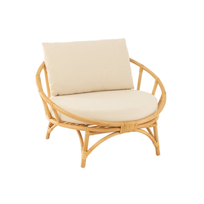 Chair+Cushion Rattan/Textile Natural/White-Fauteuils-J-Line