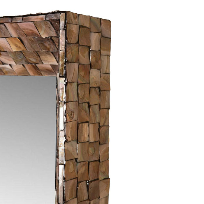 Chelsae Bronze Poly Rechthoekig Shell Spiegel-Spiegels-PTMD