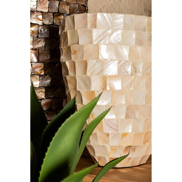 Chelsae Crème Poly Rechthoekig Shell Spiegel-Spiegels-PTMD