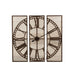 Clock 3Parts Square Roman Numerals Wood White/Metal Brown-Klokken-J-Line