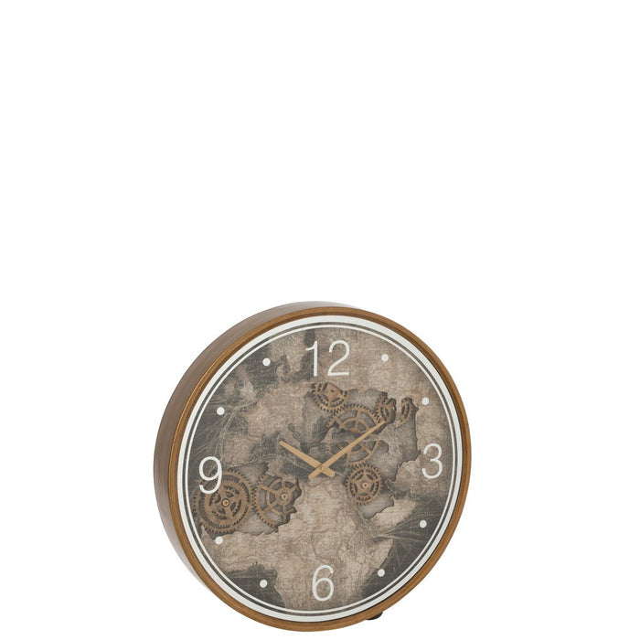 Clock Europe Map Mdf Gold Large-Klokken-J-Line