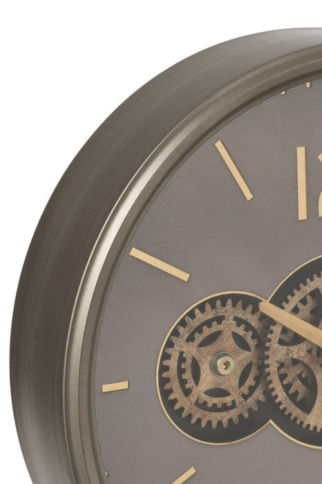 Clock Gears Mdf Grey/Gold Small-Klokken-J-Line