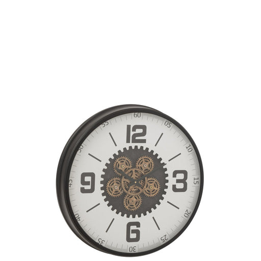 Clock Hollow Gears Mdf Black/White Large-Klokken-J-Line