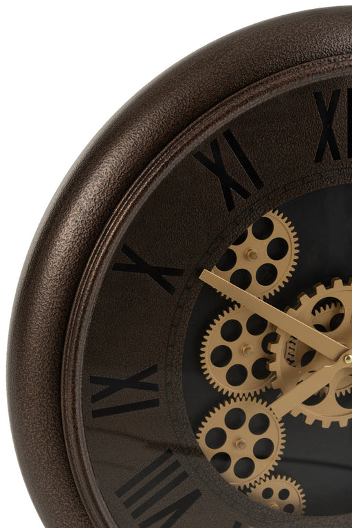 Clock Radars Roman Numerals Metal Brown/Gold-Klokken-J-Line