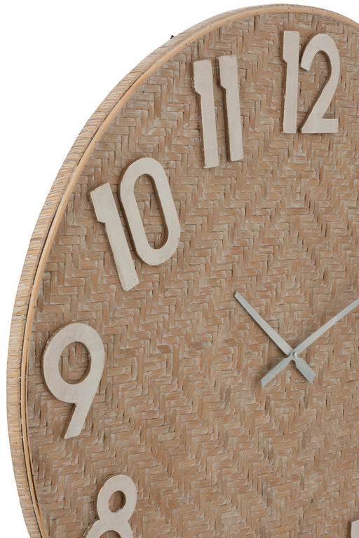 Clock Reed Round White Wash Natural/White Large-Klokken-J-Line