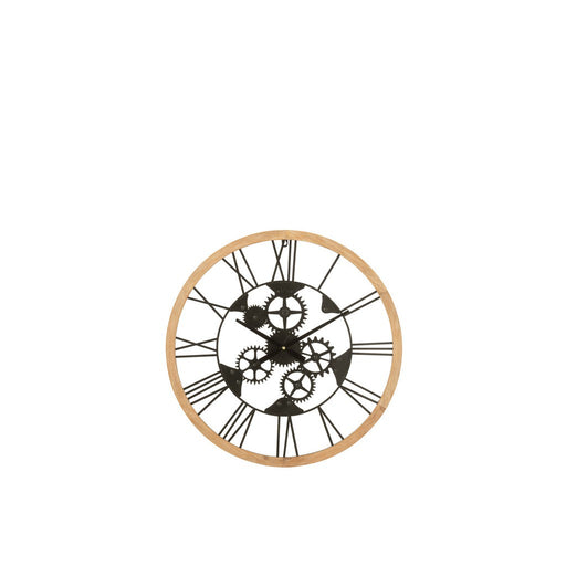 Clock Roman Numerals Wheels Metal/Wood Black Small-Klokken-J-Line