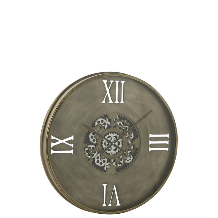 Clock Round 4 Roman Numerals Gears Metal Antique Copper-Klokken-J-Line