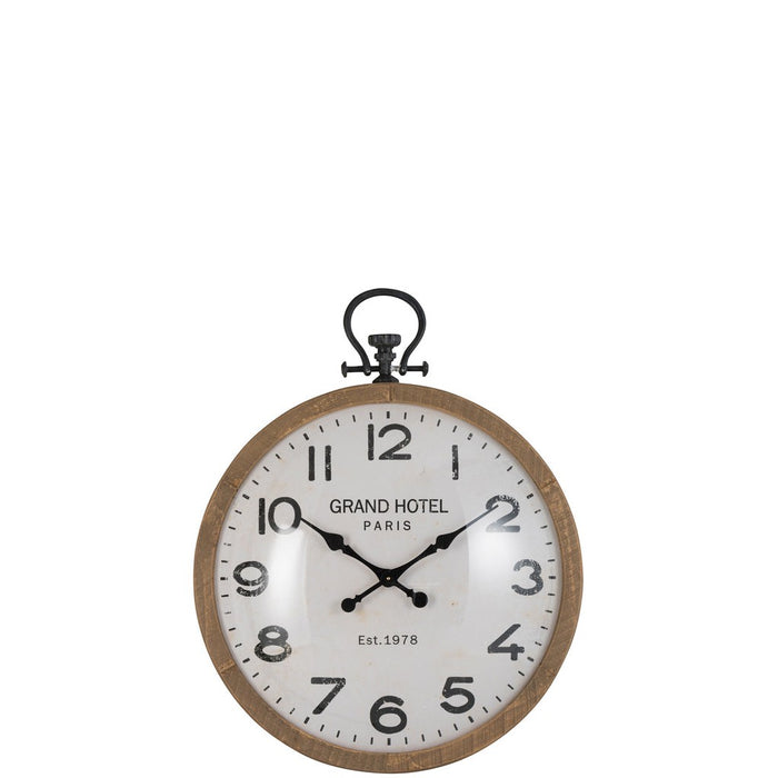 Clock Round Ball Glass Wood Natural Small-Klokken-J-Line