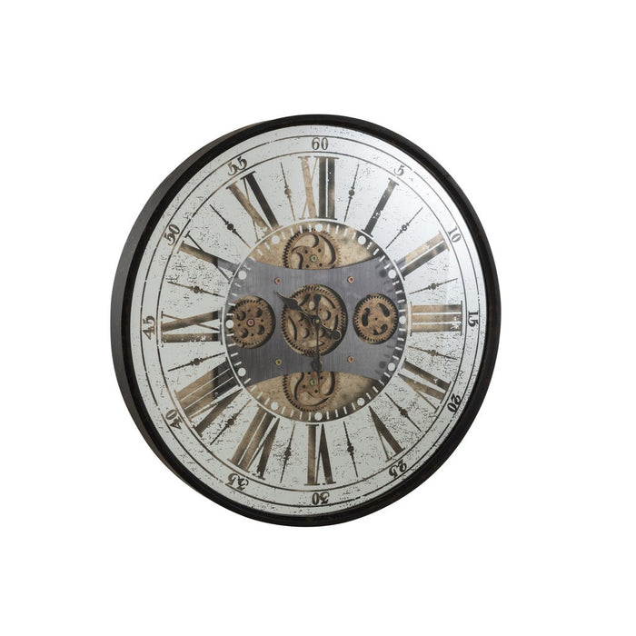 Clock Round Roman Numerals Mechanism Mirror Antique Black-Klokken-J-Line