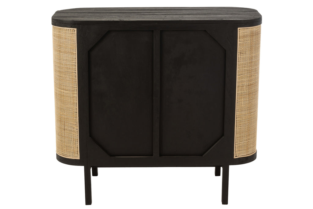 Closet 2 Doors Molly Exotic Wood/Rattan Black-Dressoirs-J-Line