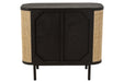 Closet 2 Doors Molly Exotic Wood/Rattan Black-Dressoirs-J-Line