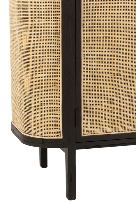 Closet 2 Doors Molly Exotic Wood/Rattan Black-Dressoirs-J-Line