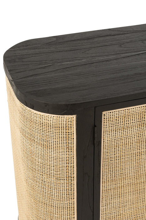 Closet 2 Doors Molly Exotic Wood/Rattan Black-Dressoirs-J-Line