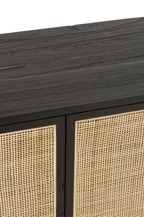 Closet 2 Doors Molly Exotic Wood/Rattan Black-Dressoirs-J-Line