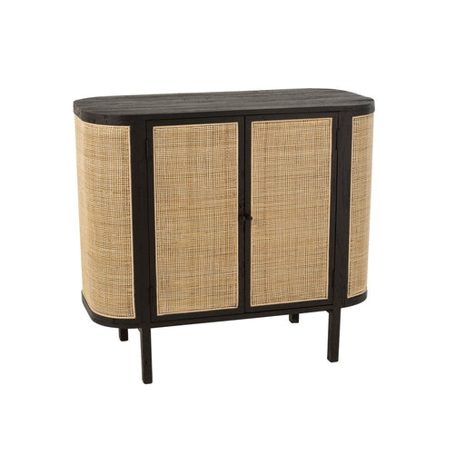 Closet 2 Doors Molly Exotic Wood/Rattan Black-Dressoirs-J-Line