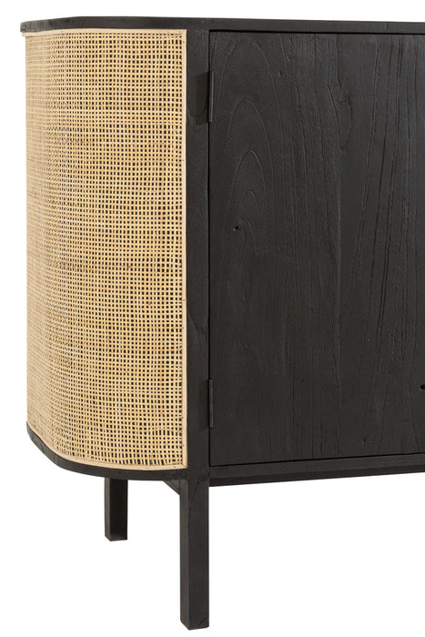 Closet 3 Doors Molly Exotic Wood/Rattan Black-Dressoirs-J-Line