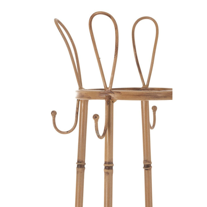 Coat Rack Standing met Basket Rattan | Metaal Natuurlijk-Kapstokken-J-Line