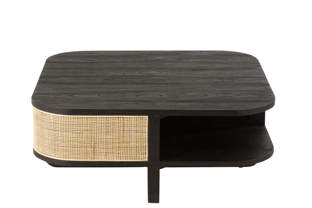 Coffee Table Molly Exotic Wood/Rattan Black-Salontafels-J-Line