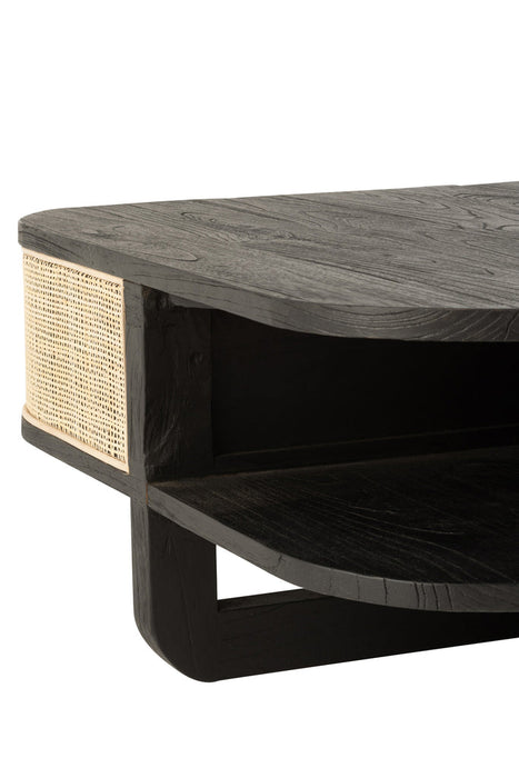 Coffee Table Molly Exotic Wood/Rattan Black-Salontafels-J-Line