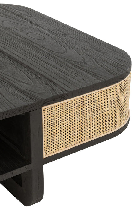 Coffee Table Molly Exotic Wood/Rattan Black-Salontafels-J-Line