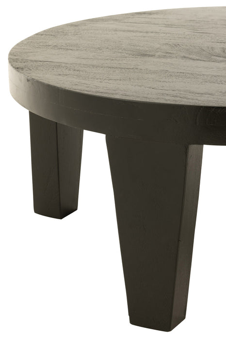 Coffee Table Round Mango Wood Matt Black-Salontafels-J-Line