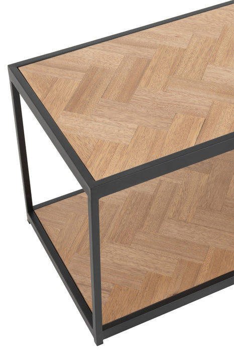 Coffee Table Zigzag Rectangle Wood/Metal Natural/Black-Salontafels-J-Line