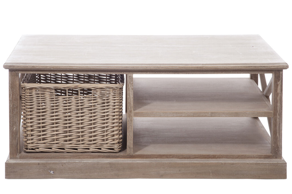 Coffeetable Rh 2 Shelf/Basket Wd Grey W-Salontafels-J-Line