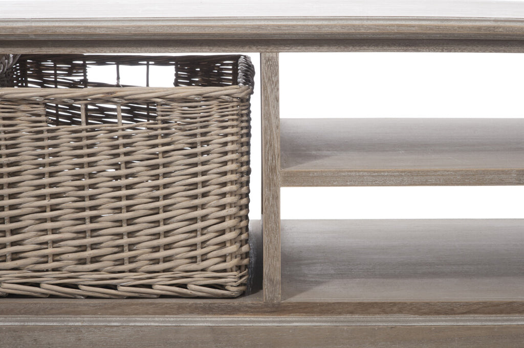 Coffeetable Rh 2 Shelf/Basket Wd Grey W-Salontafels-J-Line